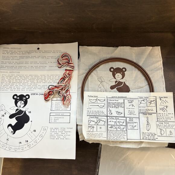 Vintage Teddy Bear Embroidery Kit Stenciled Stitchery Nicole Creations 1985‎ NEW - Picture 4 of 5